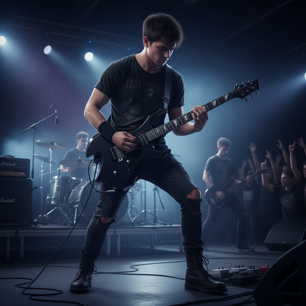 Black Extreme-Shape Electric Guitar Kit with Amplifier